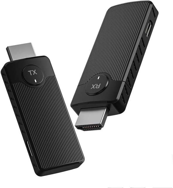 SYONG Portable Wireless HDMI Transmitter and Receiver Adapter 4K Decode 1080P Output 2.4 5G 165FT 50M for Streaming Video Box