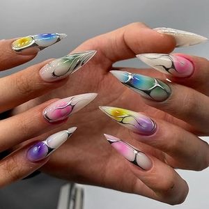Faux ongles personnalisés faits à la main, style stiletto/<span class=keywords><strong>pointu</strong></span>, vente en gros, ongles à presser en vrac, ongles artificiels de haute qualité pour femmes - Product Image 3