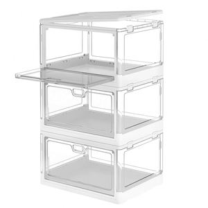 Clear <b>Storage</b> Bin with Lid Stackable <b>Folding</b> <b>Storage</b> Closet Bin <b>Box</b> <b>Storage</b> Bins with Magnetic Door - Product Image 1
