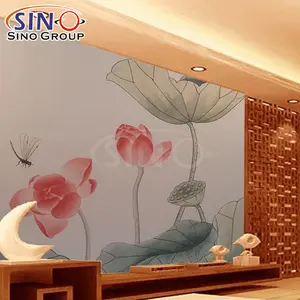 SINO 인쇄 에코 솔벤트 벽지 재료 비닐 화이트 현대 벽 종이 롤 골든 컬러 실내 작은 인쇄 10 년