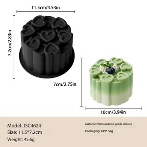 Molde de silicona para fondant, molde 3D de silicona, molde de silicona para barra de chocolate, moldes de silicona para decoración, moldes para pastel en forma de corazón de 4 y 8 pulgadas. - Product Image 2