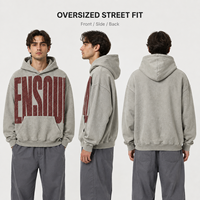 Sweat à capuche surdimensionné personnalisé en molleton épais French Terry, effet vieilli et craquelé, avec grand logo imprimé sur le devant