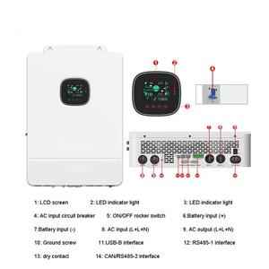 ระบบโซลาร์เซลล์คลื่นไซน์บริสุทธิ์ 8KW 10KW 48V 10000 วัตต์ ระบบไฮบริด โซลาร์เซลล์แบบ Dual MPPT Trackers 110V 220V ระบบแยกเฟส เฟสเดียว - Product Image 4