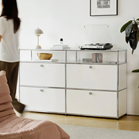 Tiroir de meuble TV vintage modulaire en acier inoxydable pour le salon, les meubles de maison et le rangement dans les coins.