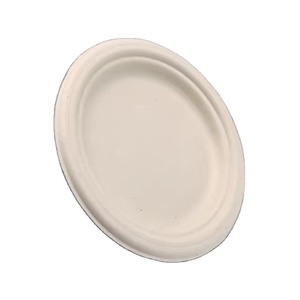 Assiettes compostables en bagasse naturelle, résistantes à l'huile, pour la maison, les repas quotidiens, les desserts et les fruits frais - Product Image 1