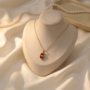 Collana con Pendente Geometrico FY-N981 Siren Anchor in Argento Sterling S925 Placcato Oro 18K con Zirconi Taglio Principessa, Regalo Trendy per Donne - Product Image 3