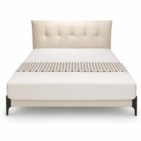 Lit Double Romantique en Cuir Écologique et Peluche, Design Français, pour Hôtel, Villa, Chambre Principale - Vente en Gros OEM
