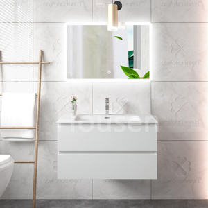 Vasques en céramique Armoire supérieure Bassin Salle de bain Vanité flottante avec miroir étanche - Product Image 4