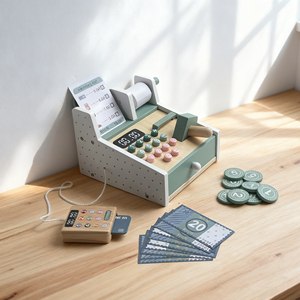 Nuevo diseño de Aprendizaje Temprano casa de juegos juguete de madera venta caliente simulación multifuncional supermercado caja registradora para niños - Product Image 4