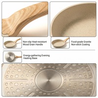 Ensemble de 5 ustensiles de cuisson en granit et marbre antiadhésifs avec poignée détachable pour cuisine domestique - Vente en gros