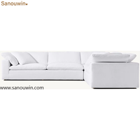 Canapé d'angle en tissu lin blanc, style nuage, moderne, pour salon, personnalisable, luxe, vente chaude