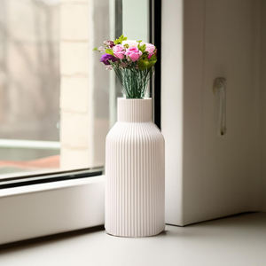 Vaso <span class=keywords><strong>in</strong></span> <span class=keywords><strong>Ceramica</strong></span> Bianca per Fiori e Erba della Pampa, Piccolo <span class=keywords><strong>Centrotavola</strong></span> Moderno Bohémien per Decorazione Tavola da Pranzo, Vaso per Fiori - Product Image 5