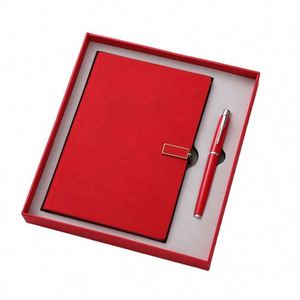Wholesale Promotional Business Notebook Pen Gift Set Custom Notebook and Pen Set A5 Red Leather Cover <b>Journal</b> Gift Set With Pen - Product Image 1