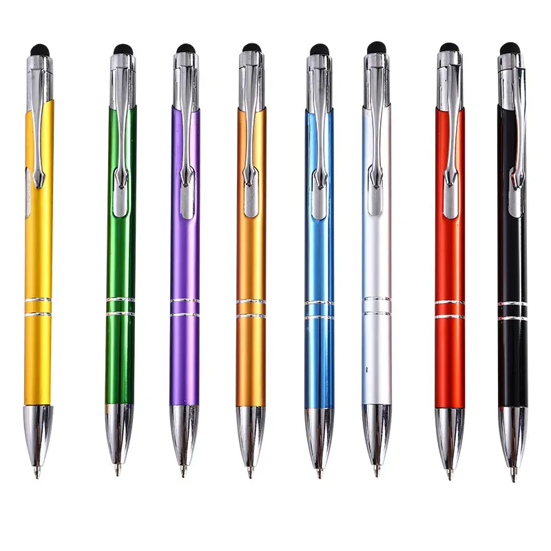 Promotion Custom 2 in 1 Kapazitive Multifunktions-Metallkugel schreiber Aluminium Touchscreen Logo Tablet Stylus Pen