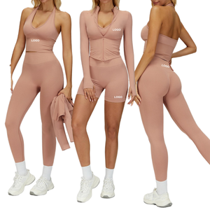 Ensemble de yoga sans couture respirant grande taille pour femme : Leggings taille haute froncés aux fesses et hauts de sport à séchage rapide – Vêtements de sport - Product Image 1