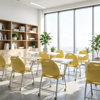 Bureau et chaise combinés modernes et durables pour enfants, en métal et MDF, pour usage scolaire