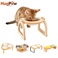 Support surélevé personnalisé en bois pour gamelle de chat, mangeoire ergonomique surélevée pour animaux de compagnie avec gamelle en céramique amovible pour les commerçants en e-commerce