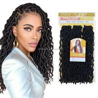 3X Gypsy Locs Curly Braids Ombre 3 Tone Color Faux Locs Un Pacchetto Completo per Tutta la Testa, Extension per Capelli in Fibra Resistente alle Alte Temperature Realizzate a Macchina