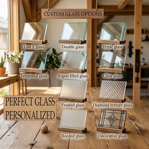 Porta d'<span class=keywords><strong>Ingresso</strong></span> Singola in Legno Massello Totalmente Personalizzata e Insonorizzata con 6 Pannelli in Vetro per Abitazioni e Stanze, Porta da Esterno in Legno di Mogano e Rovere - Product Image 4