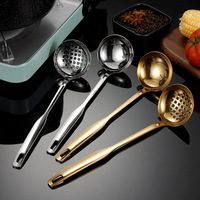 Cuillères de service dorées en acier inoxydable double pour buffet, restauration et plats chauds