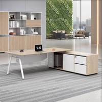 Ensemble de bureau et chaise de direction en PVC de luxe léger avec armoire latérale mobile, design moderne et épuré pour usage commercial