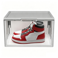 Boîte à chaussures en plastique PET de haute qualité, transparente, empilable, avec LED et fonction vocale, capacité de charge de 5 kg, vente en gros d'usine