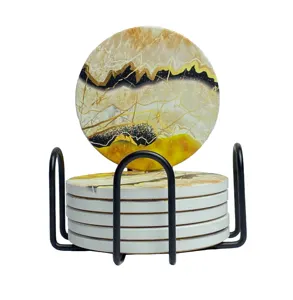 XS ltd. Montagne di Marmo Con Logo Sottobicchiere di Ceramica di Acqua Assorbente Sottobicchieri In Ceramica Con Tappo In Sughero Dono di Base