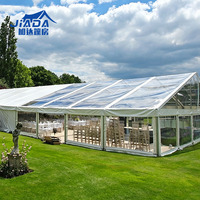 Grand Chapiteau Extérieur Modulaire Jiada en Alliage d'Aluminium et PVC, Toit Transparent, Toutes Saisons, Anti-Neige, Anti-Vent, Longue Durée de Vie