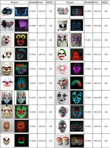 WEL LED neón brillante alambre fiesta máscara Halloween/Navidad elegante payaso <span class=keywords><strong>Joker</strong></span> Rave disfraz al por mayor - Product Image 6