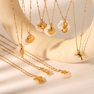 Collar de Concha Marina con Baño de Oro PVD de 14k/18k sobre Base de Acero Inoxidable 316L, Resistente al Agua y al Deslustre, para Mujer - Product Image 4