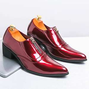 Zapatos de boda de color rojo dorado <span class=keywords><strong>azul</strong></span> cómodos zapatos de vestir con cremallera en punta con clase de <span class=keywords><strong>charol</strong></span> para hombres - Product Image 2