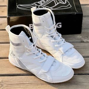 Bottes de boxe et de lutte professionnelles Jick pour hommes en cuir véritable blanc avec embout en acier, lacets et semelle intermédiaire composite confortable - Product Image 2