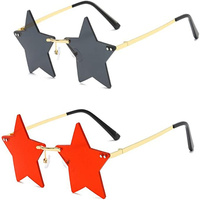 Lunettes de soleil sans monture en forme d'étoile, transparentes, pour femmes/hommes, lunettes de fête, lunettes pentagramme super mignonnes