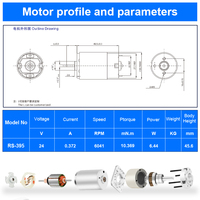 RB RS395 Motor Dc 24v 6w, dengan Encoder kisi disikat, Kit Motor listrik dengan gigi Dc 12v 24v untuk pemotong kertas