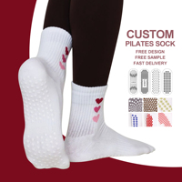 Chaussettes de yoga antidérapantes en coton avec logo tricoté, pour femmes, sport, ballet, athlétisme, Pilates, chaussettes personnalisées