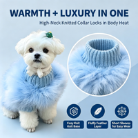 Pull en Plumes Luxueux et Moelleux pour Chien, Chandail Chaud à Col Roulé pour Chiens de Petite à Moyenne Taille, Idéal pour Fêtes et Séances Photo, Rose Bleu Lavande S-XL