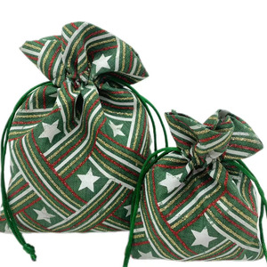 Fancy <b>Fabric</b> Drawstring <b>Gift</b> <b>Bag</b> for Christmas Customized Printed Present Wrapping Pouch High Quality - Product Image 2