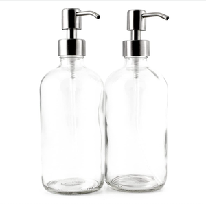 Dispensador de Sabão em Vidro Claro Grosso com Bomba de Aço Inoxidável Prata para Sabão Líquido - Product Image 2
