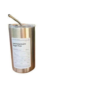 แก้วน้ำอเมริกาโน่แบบมีฉนวนกันความร้อน - สแตนเลสพร้อมฝาและหลอดดูด แก้วกาแฟพกพาสำหรับผู้ชายและผู้หญิง - Product Image 2