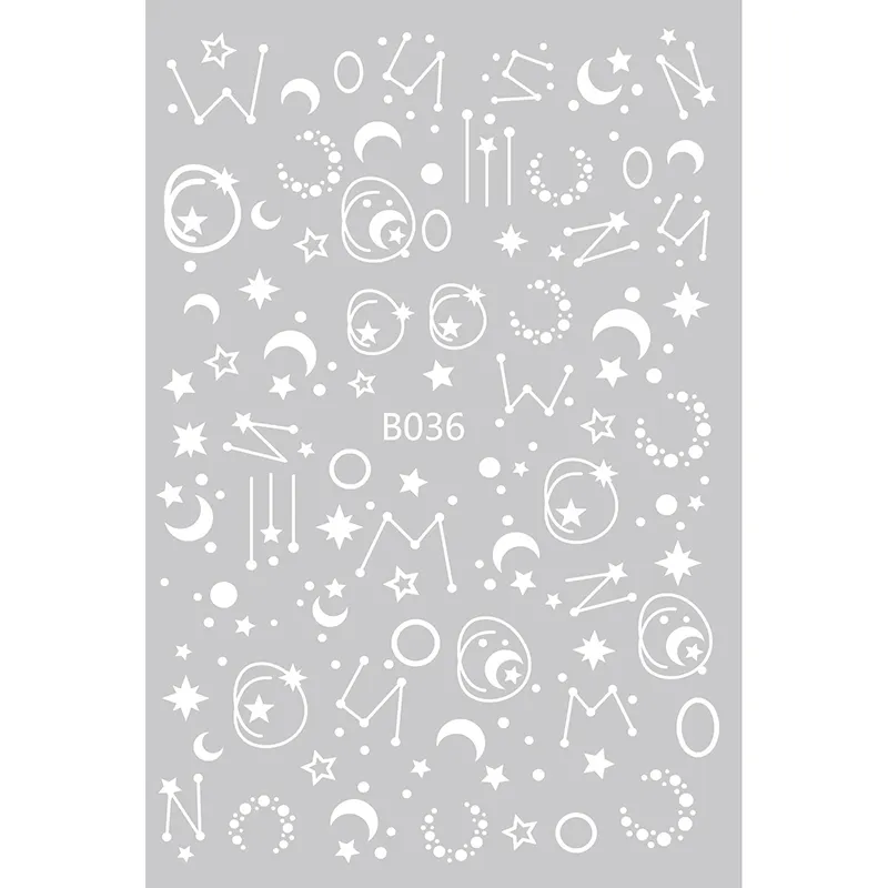 B036 3D Star And Moon Nail Stickers Constellation Nail Art Decorations Decals