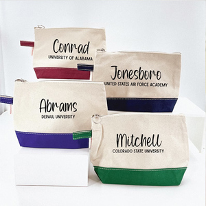 Borse da Toilette Portatili Personalizzate all'Ingrosso, Organizer Cosmetici, <span class=keywords><strong>Pochette</strong></span> in Tela di Cotone con Cerniera, Borsa <span class=keywords><strong>Clutch</strong></span> da Donna - Product Image 1