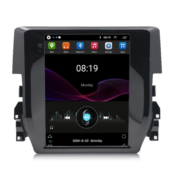 9.7 Inch Android 9.1 Car Stereo 2 Din Tesla Type Style for Honda Civic 2016+ Head Unit Multimedia Radio GPS Phone Link FM