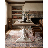Table à manger vintage en bois vieilli, table longue à colonnes romaines, bureau de style français pour salle à manger à domicile