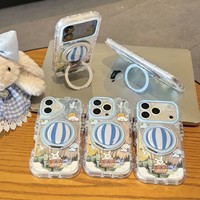 Coque de téléphone portable en TPU souple avec support invisible créatif en forme de ballon pour iPhone 12 13 14 15 16 17 Pro Max