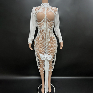 Nocance Novance en çok satan ürünler 2023 içi boş inci beyaz elbise parti sahne kostüm balo kıyafetleri balo kutlama elbiseleri - Product Image 1