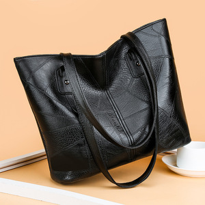 Bolso Tote de Cuero PU Negro de Color Sólido, Impermeable, de Gran Capacidad, con Cierre, para Viajes Diarios y Compras - Product Image 4