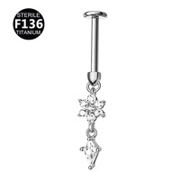 Anting-anting titanium G23 ASTM F136 Gaby, ulir dalam, helix tersembunyi, untuk tulang rawan, perhiasan tubuh.