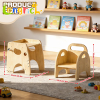 Chaise haute bébé en bois naturel, ensemble 2-en-1 convertible : chaise d'alimentation pour tout-petit et table d'activités