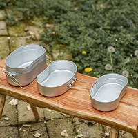Boîte à lunch et récipient alimentaire portable 3-en-1 ultraléger en aluminium pour camping, accessoires de pique-nique, ensemble de vaisselle double couche