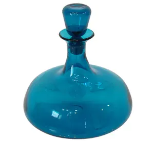 Custom Made Mid Century Handgemaakte Gekleurde Ronde Glazen Rode Wijn Decanter Met Glazen Stop